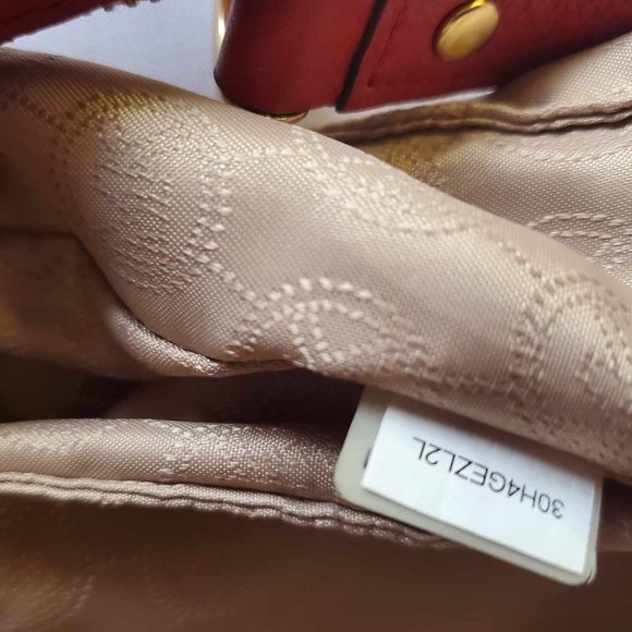 Michael Kors Red Pebbled Leather Hobo Shoulder Bag - Picture 8 of 9